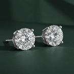 10kt White Gold Four Prong Round Lab Diamond Stud Earrings