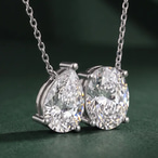 10kt White Gold Sweetheart Spark Two Stone Pear and Oval Lab Diamond Fashion Necklace