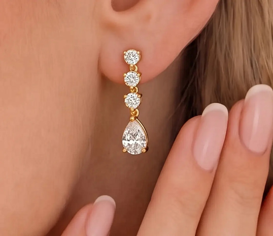 Pear and Round Fashion Dangle Earrings